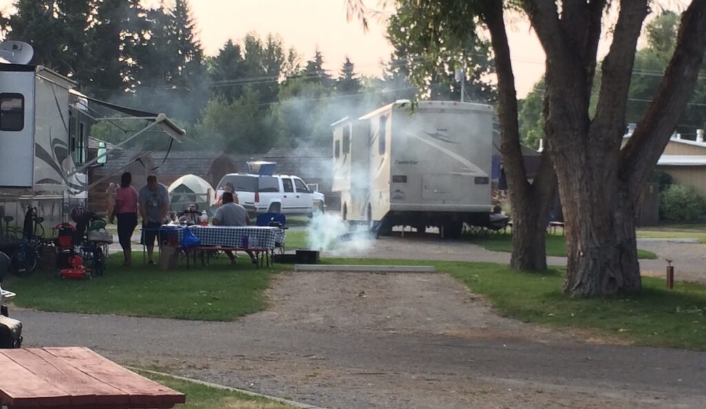 Campfire in campground