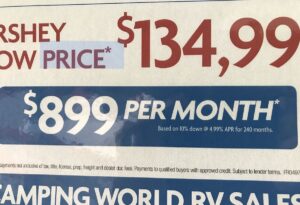 RV price sticker at RV show